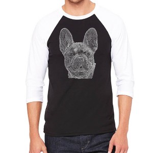 LA Pop Art Men's Raglan Baseball Word Art T-shirt - French Bulldog - 1 of 4