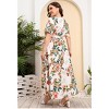 Plus Size Womens Dress Loose Fit V Neck Elastic Waist Short Sleeve Printed Maxi Dress - 2 of 4