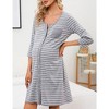 WhizMax Mothers Day Gifts Maternity Nightgown Women's 3/4 Sleeve Striped Nursing Sleepshirt Full Button Breastfeeding Sleep Dress - 3 of 4