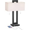 360 Lighting Neil Modern Rustic Table Lamp 26" High Black Metal with USB Charging Port White Rectangular Shade for Bedroom Living Room Bedside Desk - 3 of 4