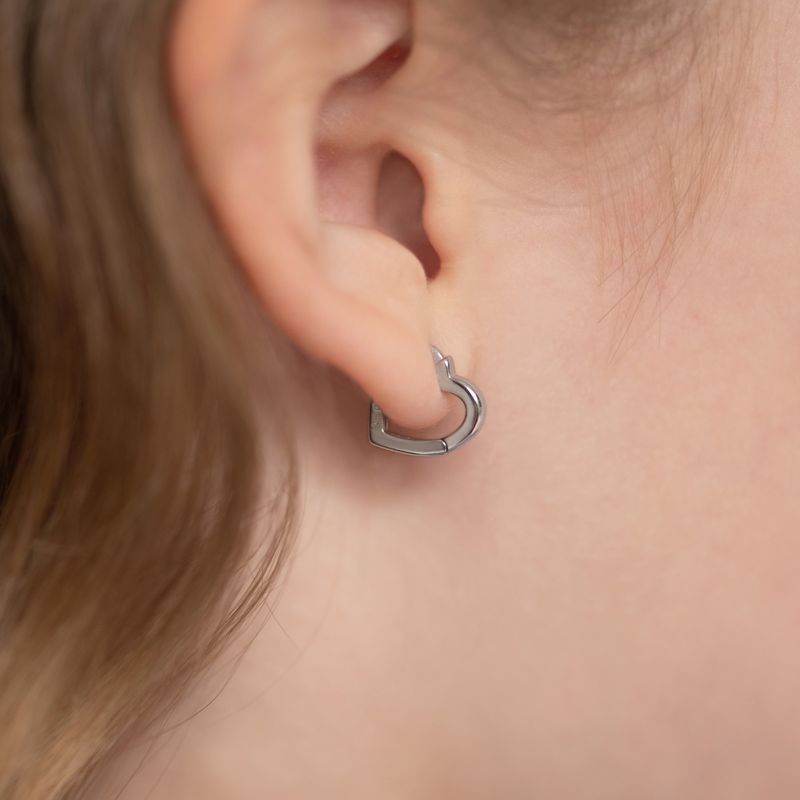 Girls' Heart Shaped Hoop Sterling Silver Earrings - In Season Jewelry, 4 of 8
