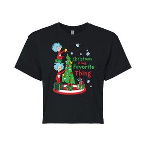 Women's - Dr. Seuss - Christmas Is A Family Thing Cropped Graphic T-Shirt - 1 of 4