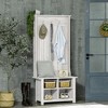 HOMCOM Hall Tree with Shoe Storage Bench, Entryway Bench with Coat Rack, Accent Coat Tree with Adjustable Shelves for Mud Room, Distressed White - 3 of 4