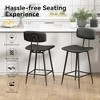 JUJABU 25.6 Inch Set of 2 Modern Counter Bar Stools with Back and Faux Leather Upholstered, Classic Black - 4 of 4