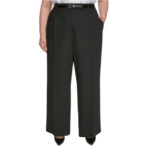 Calvin Klein Womens Pinstripe Belted Wide Leg Casual Trouser Pants - 1 of 1
