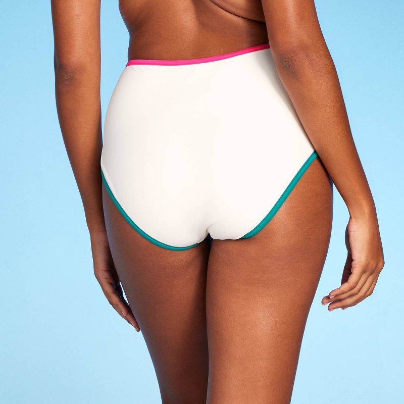 Women's Contrast Binding High Waist Bikini Bottom - Shade & Shore™, 6 of 7