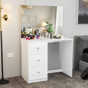 Edith Makeup Vanity White - Boahaus: Modern Desk with 3 Drawers & Frameless Mirror, 53.5'' H - 1 of 4