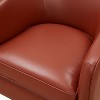 Okak Modern Top Grain Leather 360° Swivel Chair Accent Chair with Soft Cushion Barrel Sofa Chair with Wood Base for Lounge Office Bedroom - 3 of 4