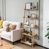 Tangkula 5-Tier Bamboo Ladder Shelf Wall-Leaning Bookshelf Display Bookcase Storage Rack - 2 of 4