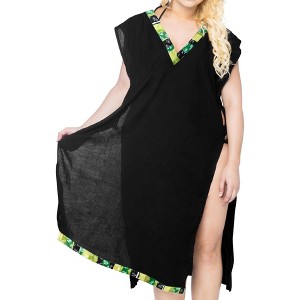 LA LEELA Women's Summer Vacation Beachwear Swim Suit Loose Bathing Suit Swim Beach Cover-up Dress Robe - 1 of 4