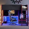 Whisen Wood Twin Size Loft Bed with Built-in Desk, Wardrobe, LED and a Drawer - 2 of 4