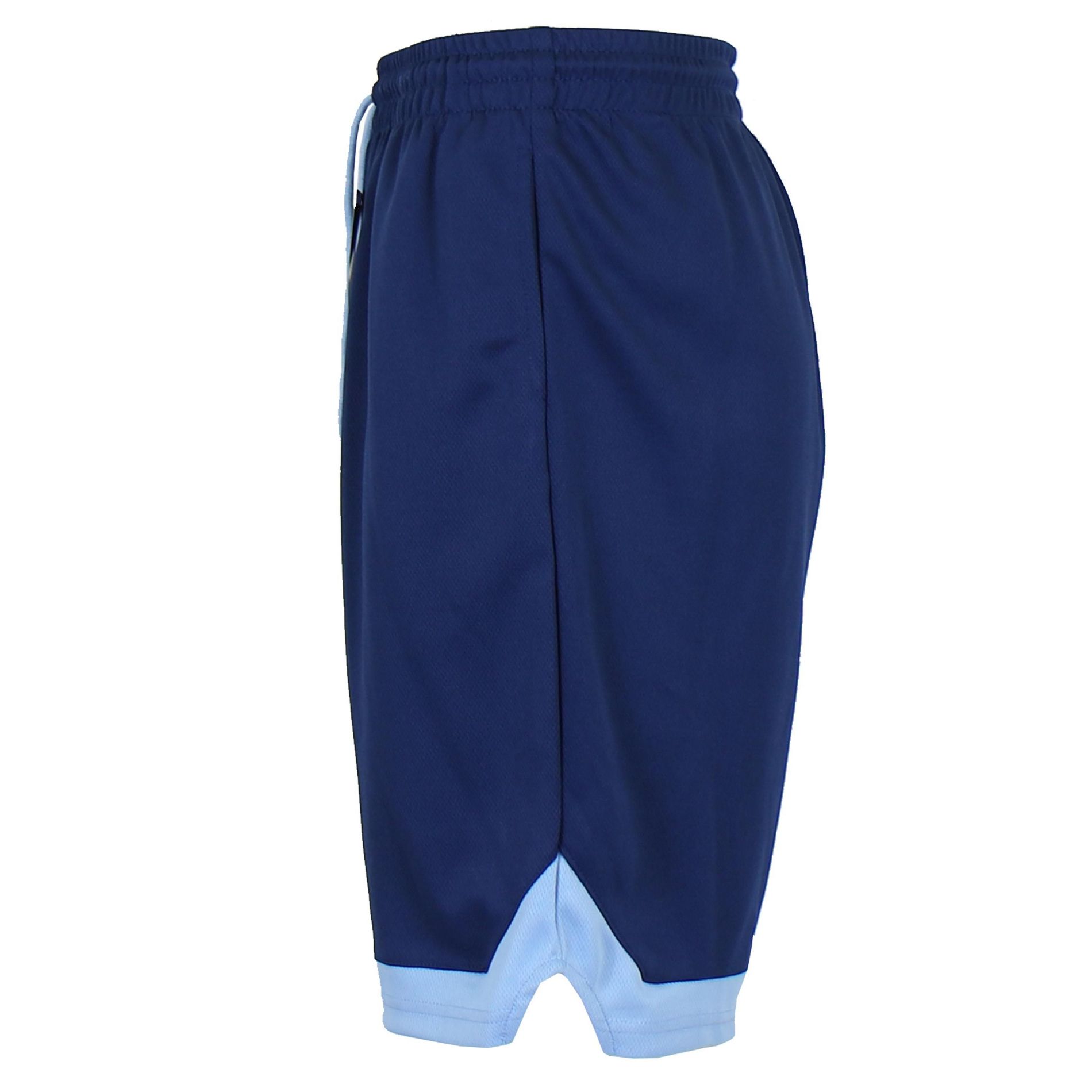 Jump Start Men's Premium Active Moisture Wicking Workout  Mesh Shorts With Trim - Navy/Light Blue, XL