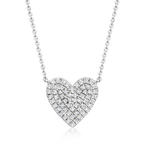 Ross-Simons 0.50 ct. t.w. Pave Diamond Heart Necklace in Sterling Silver - 1 of 4