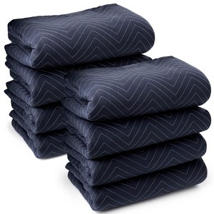 Sure-Max Moving & Packing Blankets - Pro Economy - 80" x 72" (35 lb/dz weight) - Professional Quilted Furniture Pads Navy Blue and Black - 8 Pack - 1 of 4