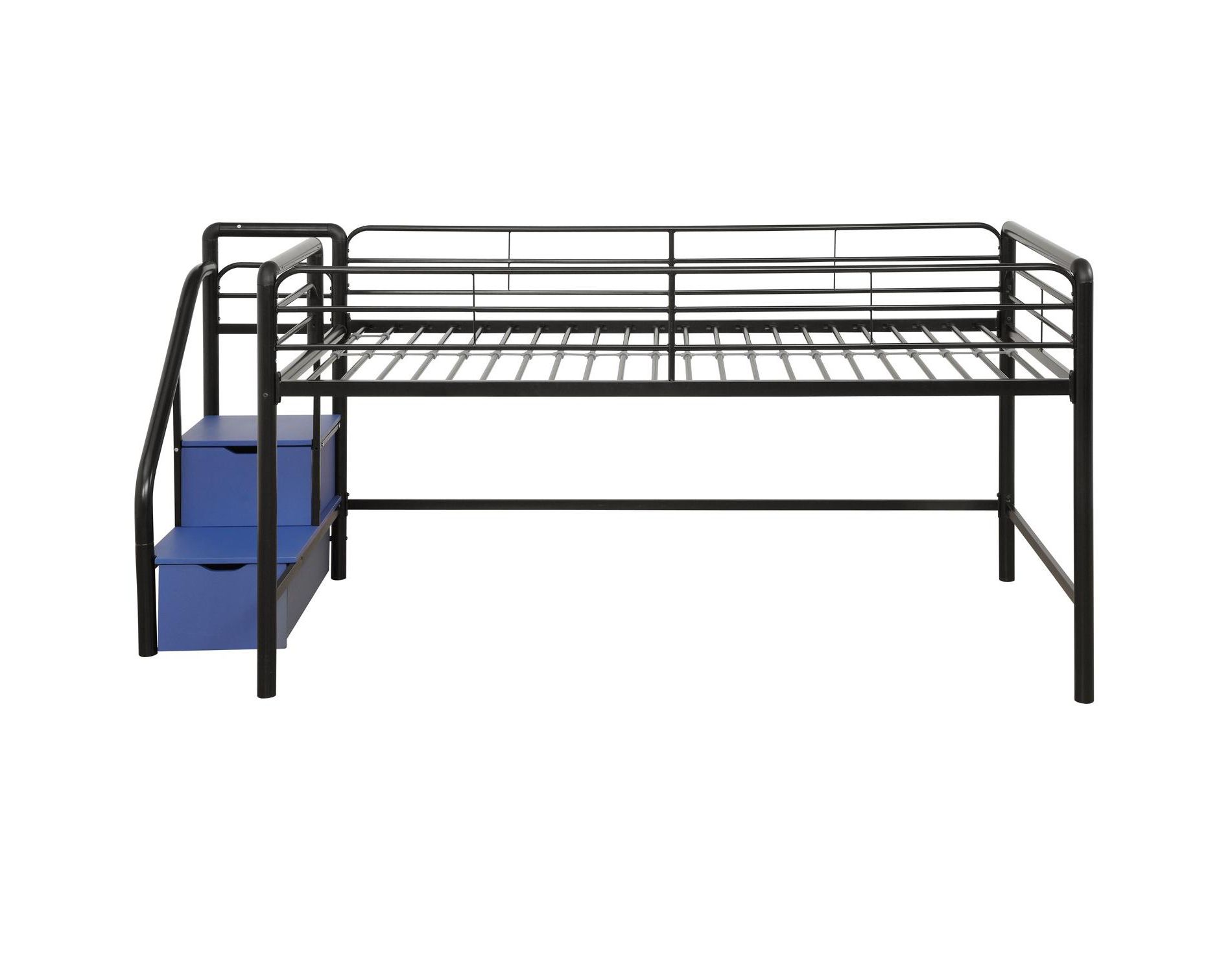 DHP Sol Junior Twin Metal Loft Bed with Storage Steps, Black