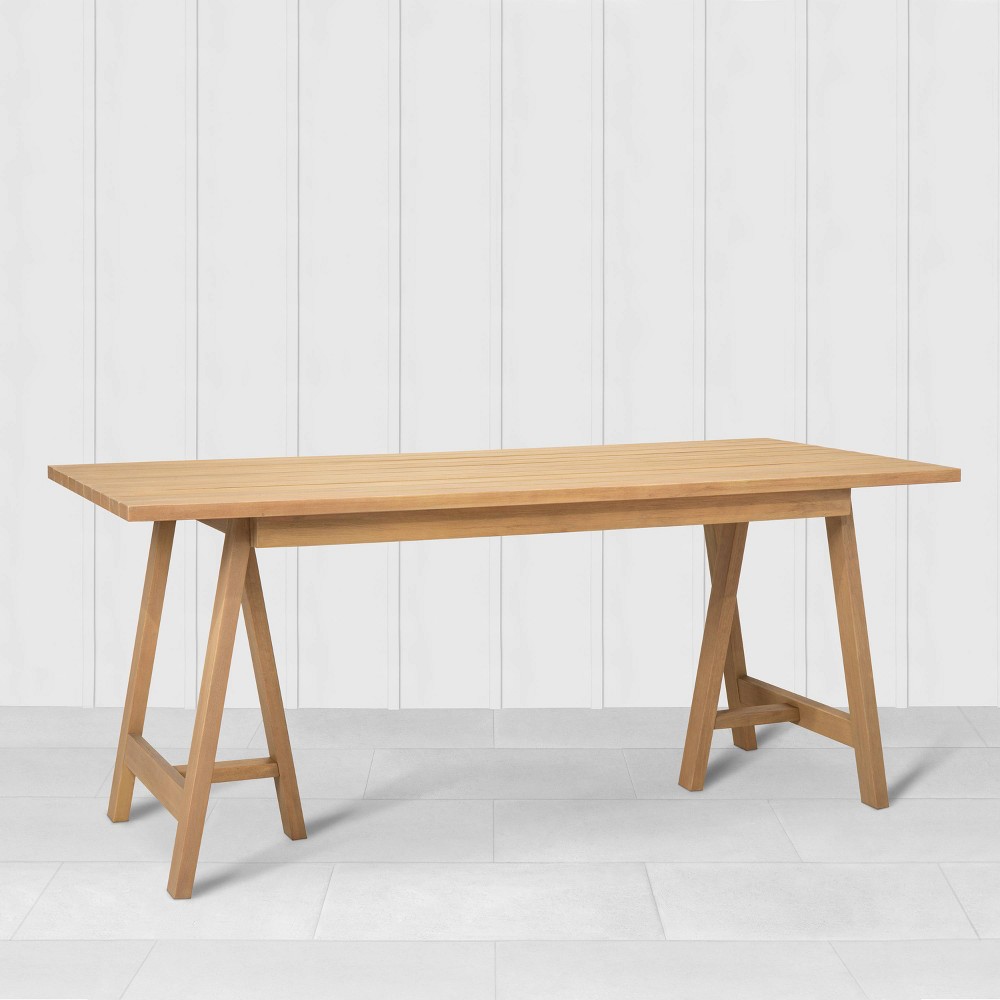 Slat Wood Outdoor Rectangular Dining Table Natural Hearth & Hand with Magnolia