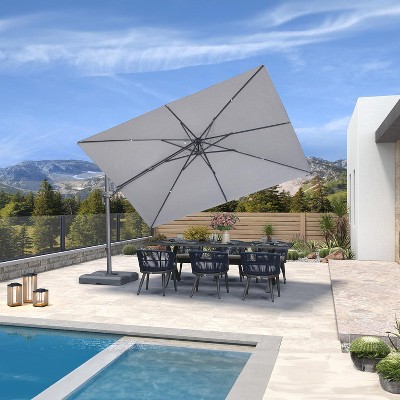 PURPLE LEAF Cantilever Patio Umbrella Outdoor Offset Umbrella with 3 Years Fade Resistance Recycled Fabric With Base