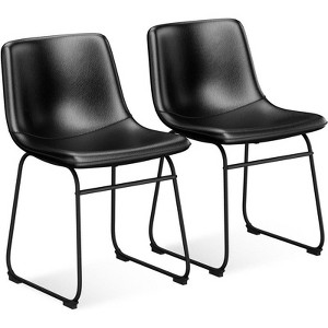 Gikpal Barstools, Counter Height Bar Stools with Back, Modern PU Leather Armless Chairs with Footrest and Metal Legs, for Kitchen Living Room Pub - 1 of 4