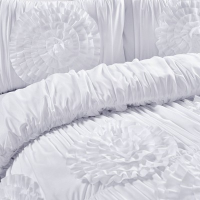 Lush Decor 3pc Queen Serena Comforter Set White - Lush Décor: Polyester Ruched Bedding, OEKO-TEX Certified — фото 5