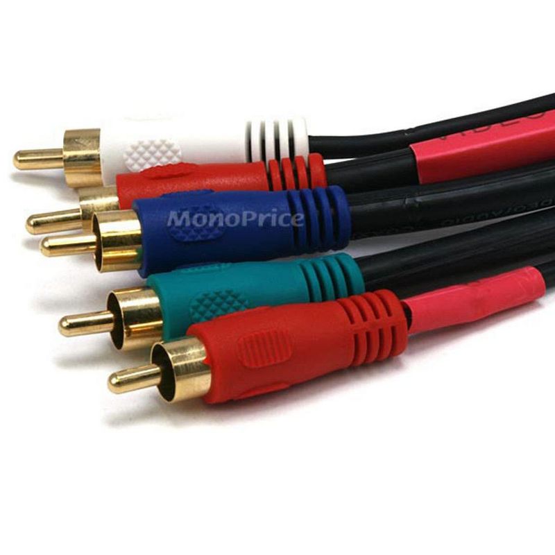 Monoprice Video/Audio Coaxial Cable - 3 Feet - Black | 22AWG 5-RCA Component Gold plate connectors, 2 of 3