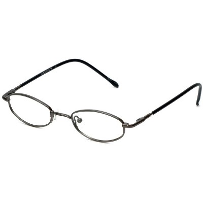 Flex Plus Style#96 by Vivid Unisex Metal Oval 43mm Designer Eyeglasses OR Blue Light Filter OR Reading Glasses in Gun Metal Grey