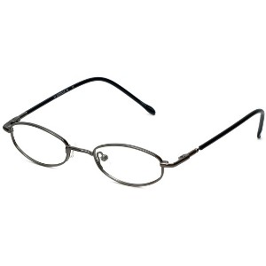 Flex Plus Style#96 by Vivid Unisex Metal Oval 43mm Designer Eyeglasses OR Blue Light Filter OR Reading Glasses in Gun Metal Grey - 1 of 4