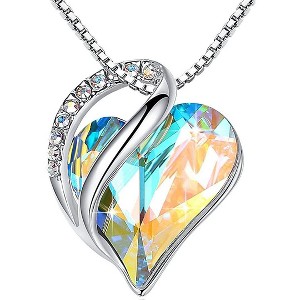 Leafael Infinity Love Heart Pendant Necklace Birthstone Crystal Jewelry Gifts for Women, Silver-tone, 18"+2" - 1 of 4