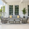 Buenhomino 6-Piece Patio Set – Sofa, 2 Swivel Chairs, 2 Ottomans & Side Table in UV-Resistant PE Wicker & Powder-Coated Steel - 2 of 4