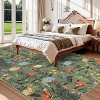 Washable Modern Floral Rug Non Slip Low Pile Rug Soft Throw Floor Cover Foldable Indoor Carpet for Living Room Bedroom Playroom Nursery - 3 of 4