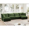 Oversized 156.6" Chenille Slipcovered U-Shaped Modular Sectional Sofa with French Edges and Removable Covers, 6-Piece Free combination - 3 of 4