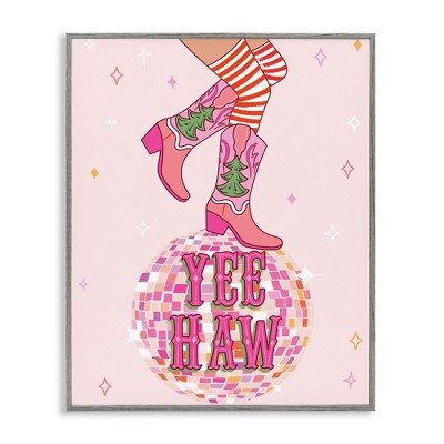 Stupell Industries Yeehaw Christmas Cowboy Black Framed Giclee Art