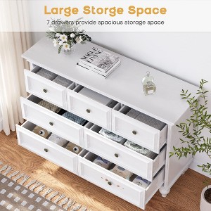 White Dresser 7 Drawer for Bedroom, Modern Dresser with Metal Handles, Chest of Drawers for Hallway, Entryway - 1 of 4