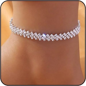 Ankle Bracelets for Women Waterproof Tennis Rhinestone Anklets - 1 of 3