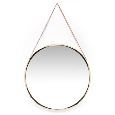 17.5" Franc Round Hanging Wall Mirror with Metal Chain Gold - Infinity Instruments