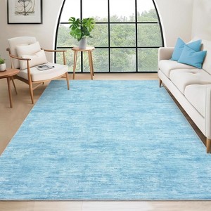 Modern Abstract Washable Rug - Thin Foldable Non-Slip TPR Backing Soft Low Pile Non-Shedding Carpet for Living Room Bedroom Minimalist Floor Mat - 1 of 4