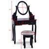 Tangkula 5 Drawers Rotatable Vanity  Dressing Makeup Table Set w/  Cushioned Stool Black - 3 of 4