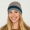 Anna-Kaci Unisex Rib Knit Beanie with Folded Cuff and Contrast Stripe Detail - 2 of 4