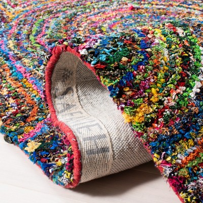 Hand-Tufted Multicolor Wool and Cotton Square Rug, 4'x4'