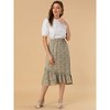 Allegra K Women's Summer Floral Elastic Waist High Low Ruffle Hem Midi Skirts - 3 of 4
