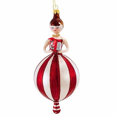 De Carlini Italian Ornaments 7.5 Inch Dottie Merristripe Christmas Tree Ornament , Christmas Decor Retro Girl Mgd (1PC)