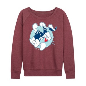 Women's - Disney - Donald Duck's Temper Tantrum Lightweight French Terry Wide Neck Long Sleeve Shirt - 1 of 4