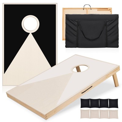 VisioGear Cornhole Lawn Game Set, Solid Wood Boards with 8 Toss Bags, Colorful Design, 36"*24"*9"