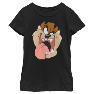 Girl's Looney Tunes Tasmanian Devil Big Face T-Shirt - 1 of 4