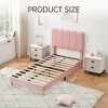 Boucle Upholstered Platform Bed with Wave Headboard for Girls/Boys/Kids, Easy Assembly Wooden Slats Support, - 2 of 4