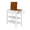 Vynxaria Narrow 2-Tone End Table with USB Charging Ports ¨C Solid Wood Legs for Small Spaces, Functional Storage - 4 of 4