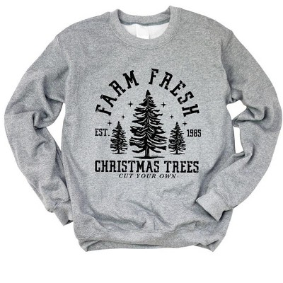 Simply Sage Market Women's Graphic Sweatshirt Farm Fresh Christmas Trees Stars