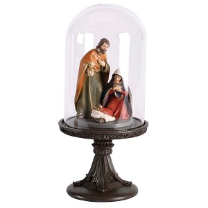 Dicksons Nativity Holy Family Under Glass Dome Pedestal - 11.75 x 5.25 Inch Multicolor Resin Collectible Tabletop Figurine - 1 of 1