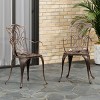 Vintage Victorian Style Dining Chair Set of 2,Floral-Cut Pattern Bistro Dining Chair,Cast Aluminum Frame Garden Dining Side Chair-Coolbibila - 3 of 4