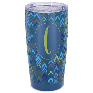 Elanze Designs C Monogram Herringbone Arrows Wrap-Around Design 20 Ounce Stainless Steel On-The-Go Coffee Mug, Thermal Travel Tumbler with Leak - 1 of 4
