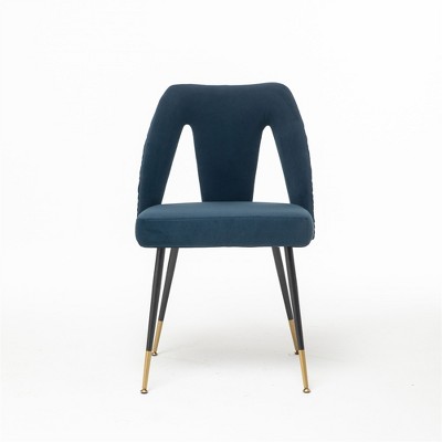 OUTSUPPLY Set of 2 Modern Velvet Dining Chairs, Metal Legs & Nailhead Trim